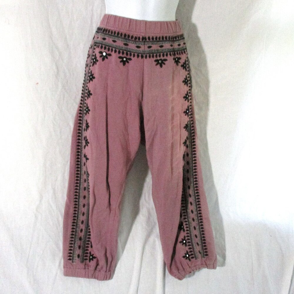 FREE PEOPLE ONE THREE WISHES EMBROIDERED Balloon SweatPant PURPLE L